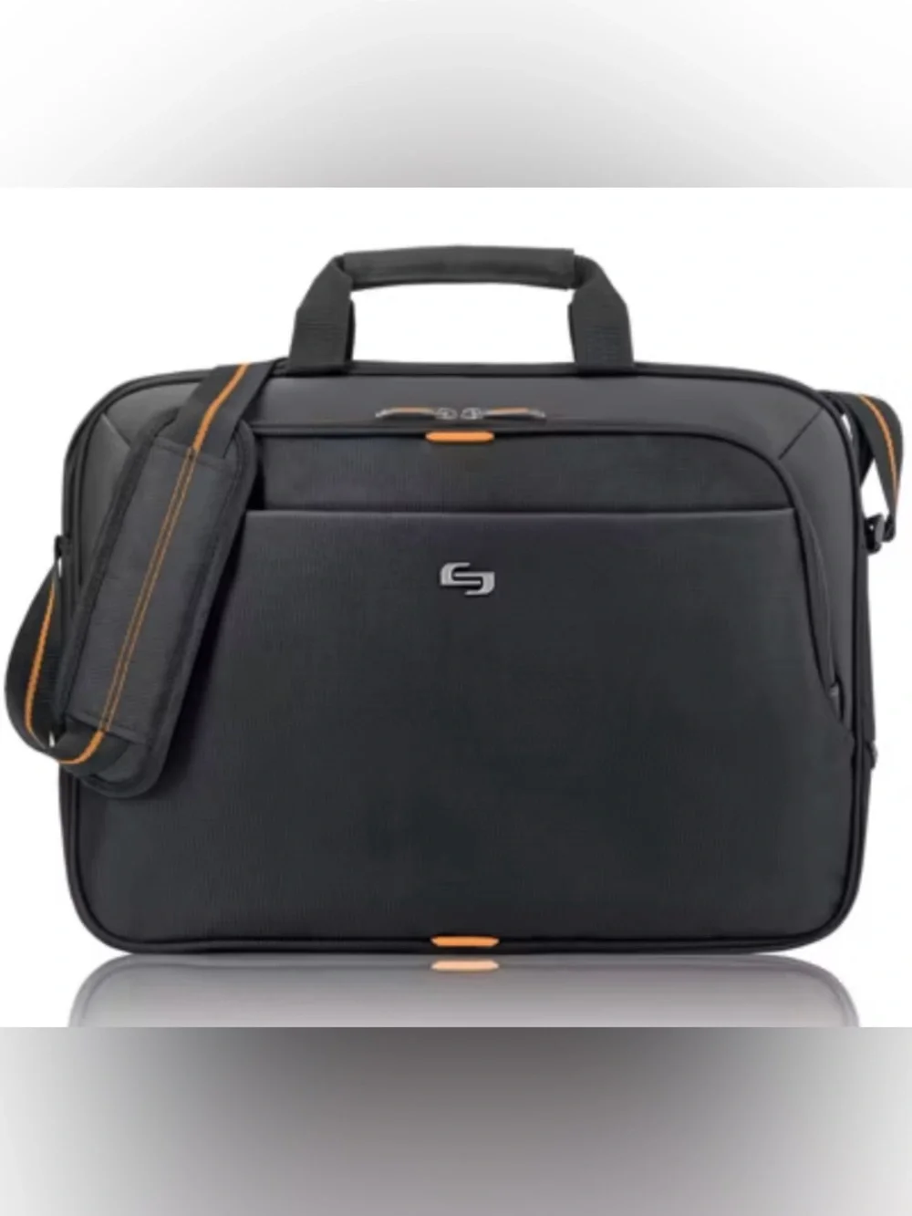 solo Black and Orange ACE Slim Brief Travel Messenger Bag